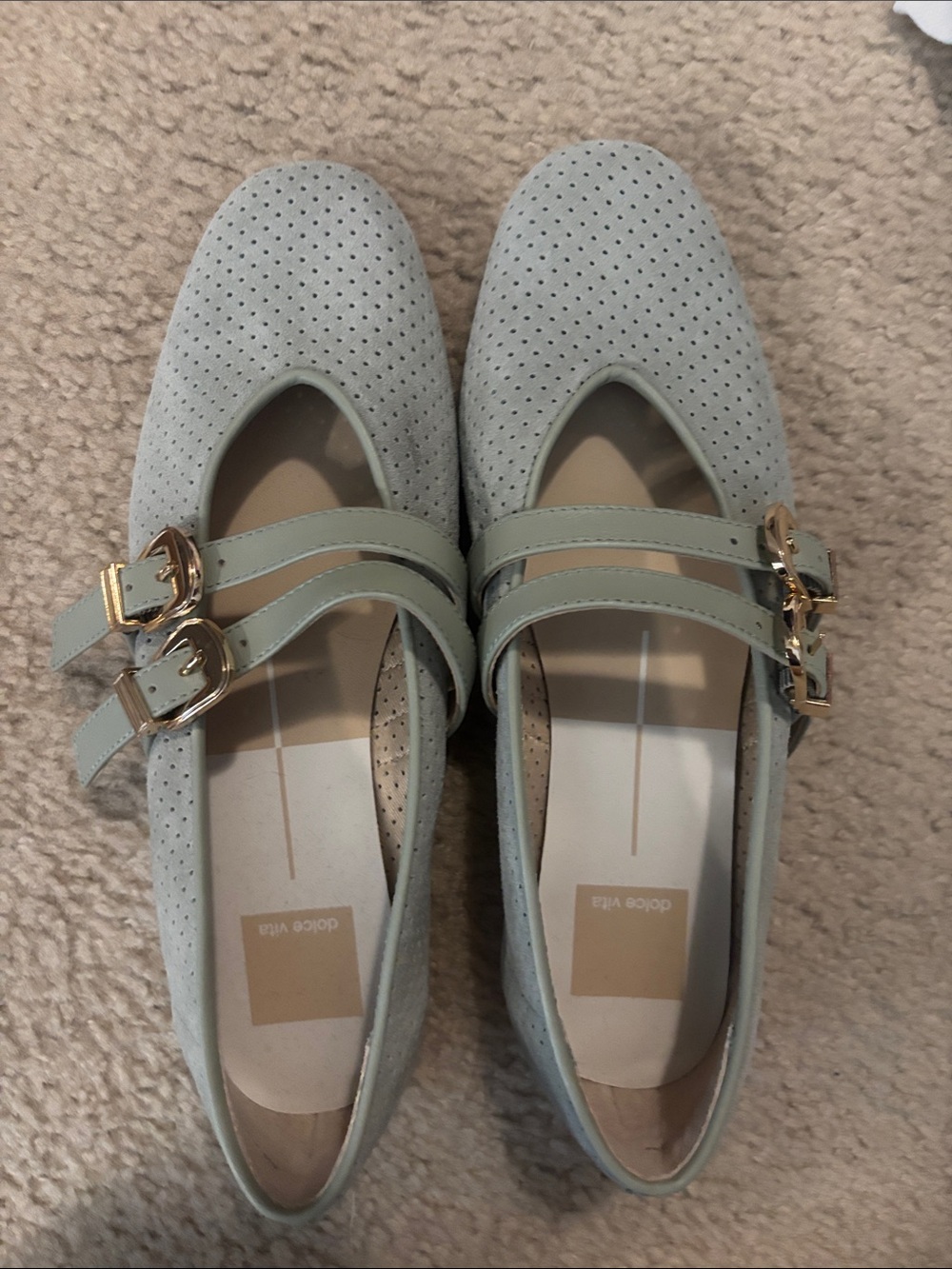Mint Green Double-Strap Perforated Flats
Dolce Vita size 6